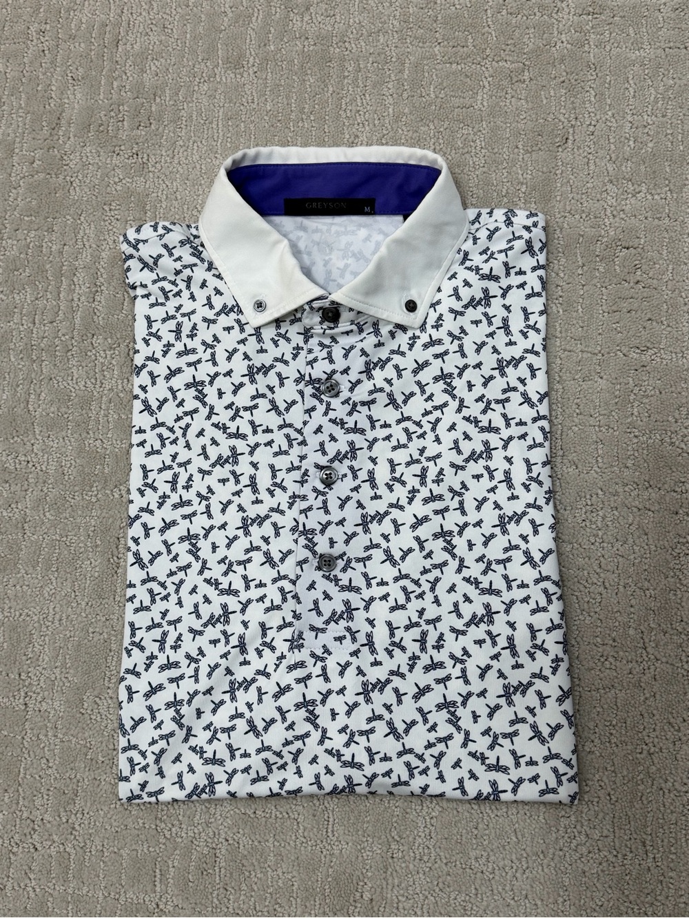 Greyson Men's White Dragonfly printed Polo